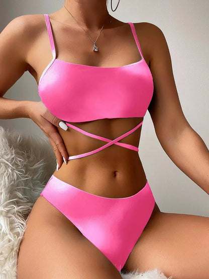 Gestreiftes sexy Bikini-Set für Damen mit Push-up-Effekt – ideal für Strand und Pool