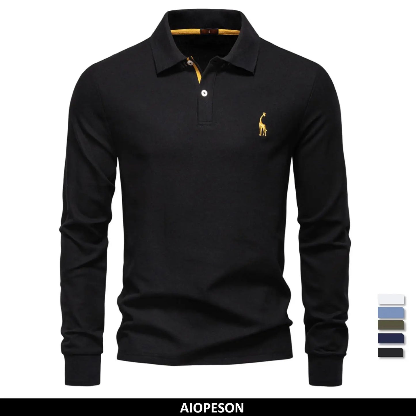 Premium Langarm Poloshirt Herren Atmungsaktiver Baumwollmix