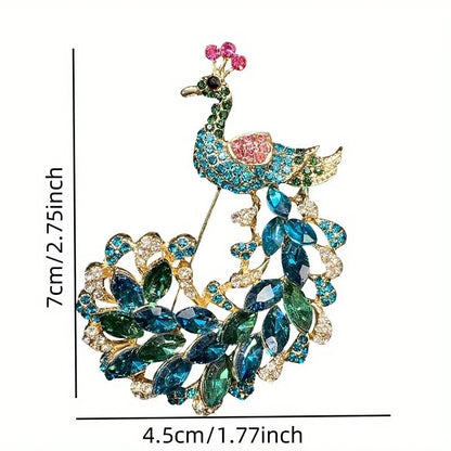 Brosche Pfau Kristall Emaille Tier Anstecknadel Damen