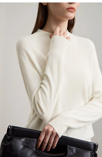 Damen-Rollkragenpullover Wolle-Kaschmir locker Herbst