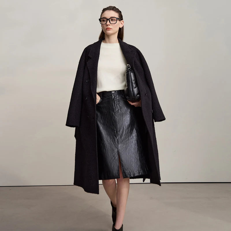 Damen-Rollkragenpullover Wolle-Kaschmir locker Herbst