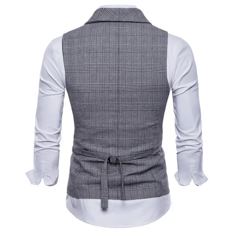 Herren-Weste mit Schnürung aus Baumwoll-Leinen-Mischung – Kurzarmshirt in Unifarbe