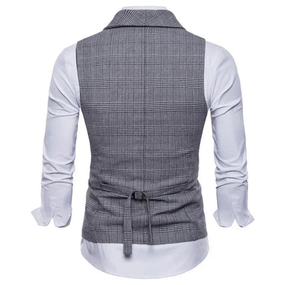Herren-Weste mit Schnürung aus Baumwoll-Leinen-Mischung – Kurzarmshirt in Unifarbe