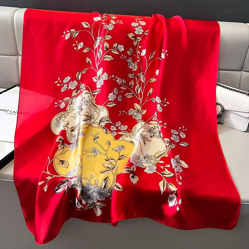 Damen Seidenschal groß Sommer Strand Hijab Turban Foulard Bandana Sonnenschutz