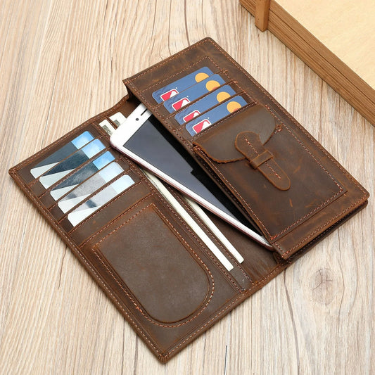 Unisex Geldbörse Clutch Mit RFID-Schutz Und Mehrfachen Kartenfächern Aus Echtem Leder Mit Telefonfach