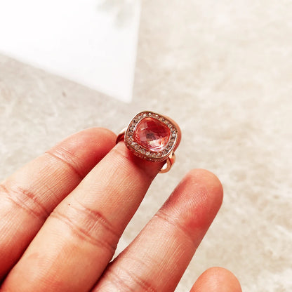 Damen-Ring Rose Gold rosa Zirkonia Frühling aus Sterlingsilber