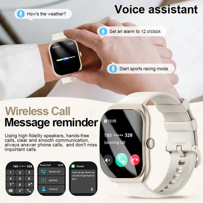 LIGE Neue 2,01'' 3D Gebogene Bildschirm Smart Uhr Bluetooth Anruf Blut Sauerstoff Herzfrequenz Sport Fitness Armband Wasserdichte Smartwatch