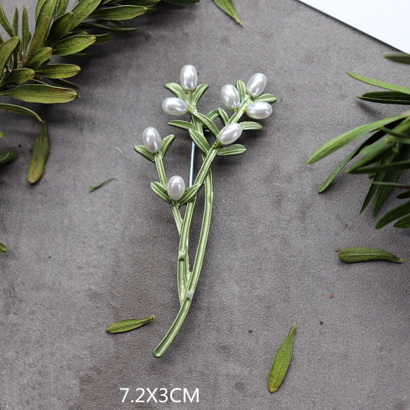 Brosche Pflanze Perle Handgemacht Retro Corsage Damen Mantel