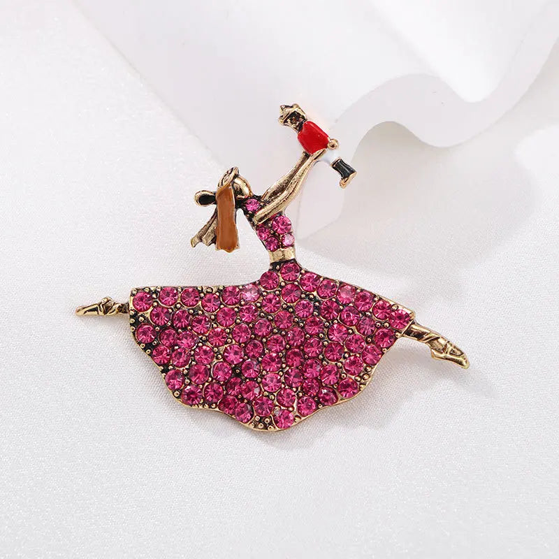 Brosche Ballett Tänzerin Kristall Vintage Klassisch Accessoire Schmuck Damen