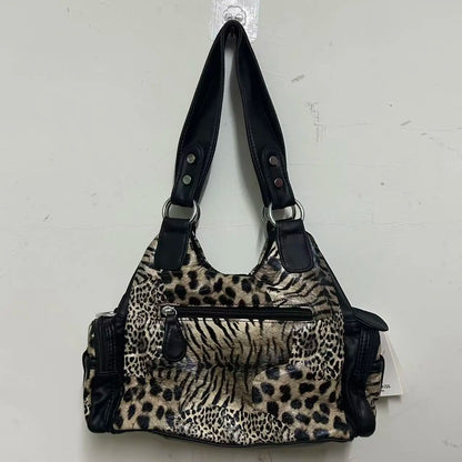 Damen Schultertasche Leopard-Print mit Mehrfachfächern und weichem Oberflächenfinish