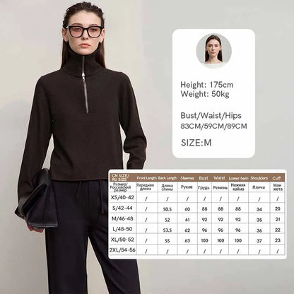 Damen-Rollkragenpullover Wolle gerade einfarbig minimalistisch Herbst