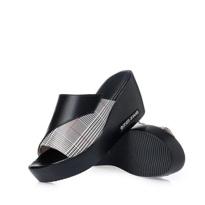 Aiyuqi Frau Plattform Flip Flops neue Sommer Frauen Echt leder Slipper High Heel Schuhe große Größe 41 42 43 Frauen Slipper