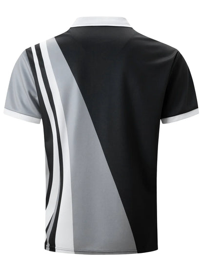 Kurzärmeliges Herren-Poloshirt mit Stehkragen und Ananas-Karomuster – lässiges Freizeithemd