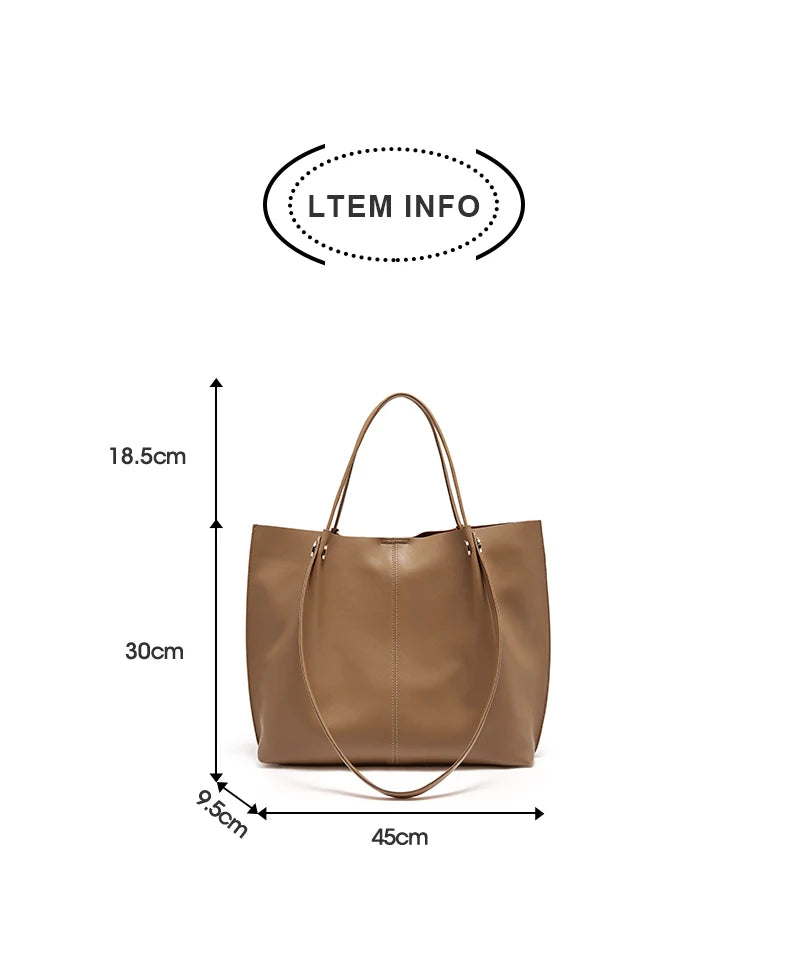 Damen Schultertasche Aus Splitleder Retro-Stil Großes Fassungsvermögen