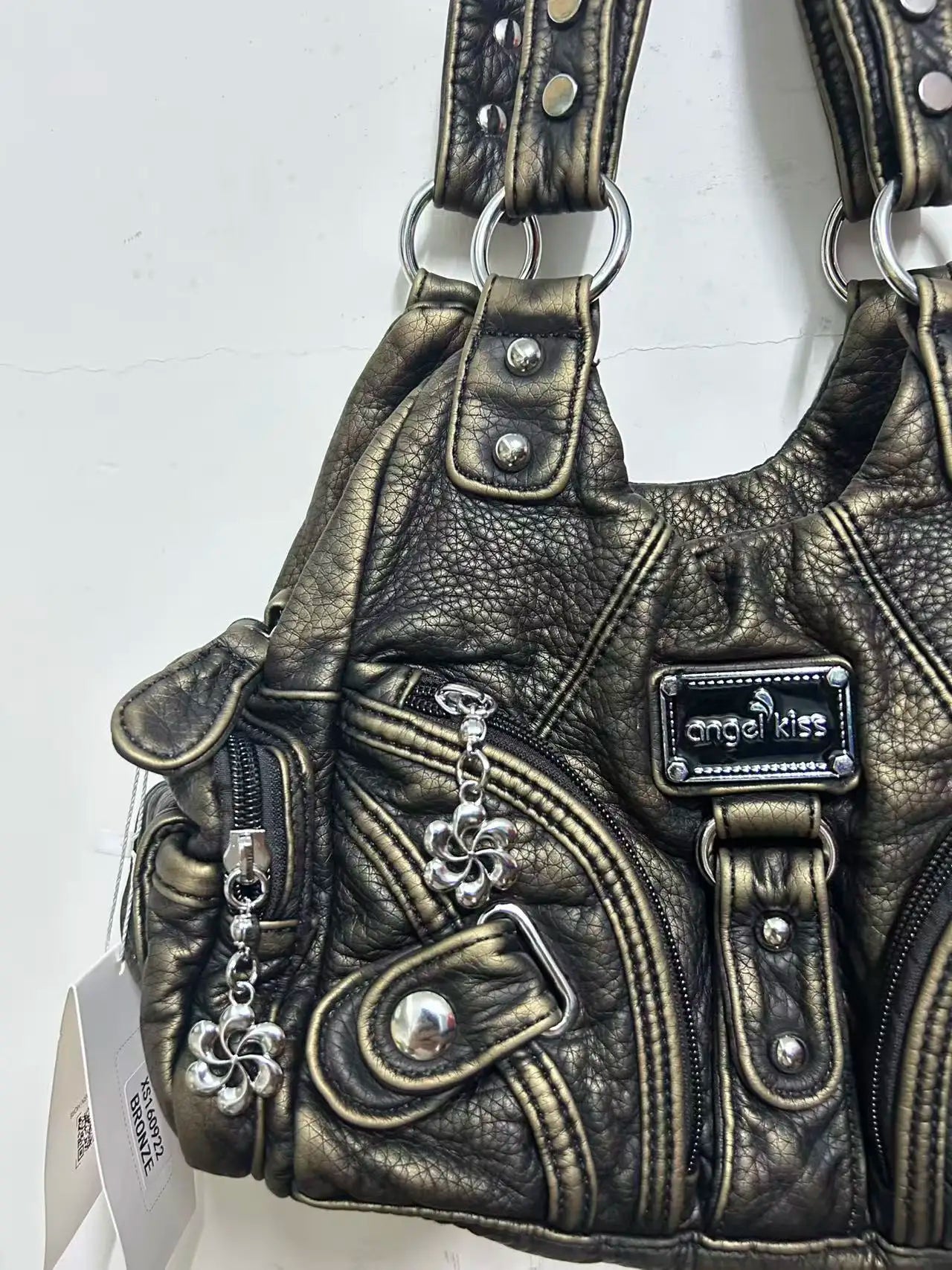 Damen Schultertasche Leopard-Print mit Mehrfachfächern und weichem Oberflächenfinish