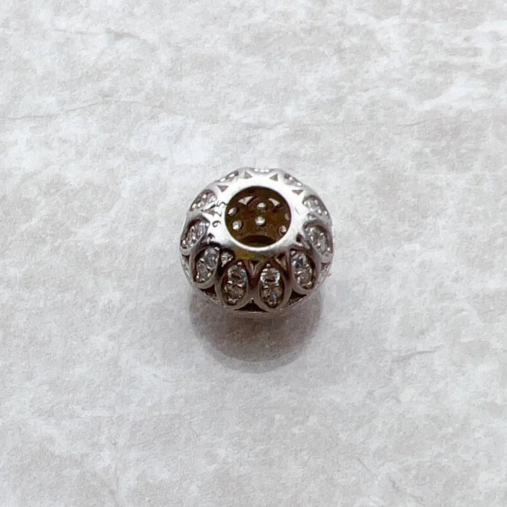 Damen-Charm-Anhänger Perlen Blätter romantisch Karma aus Sterlingsilber
