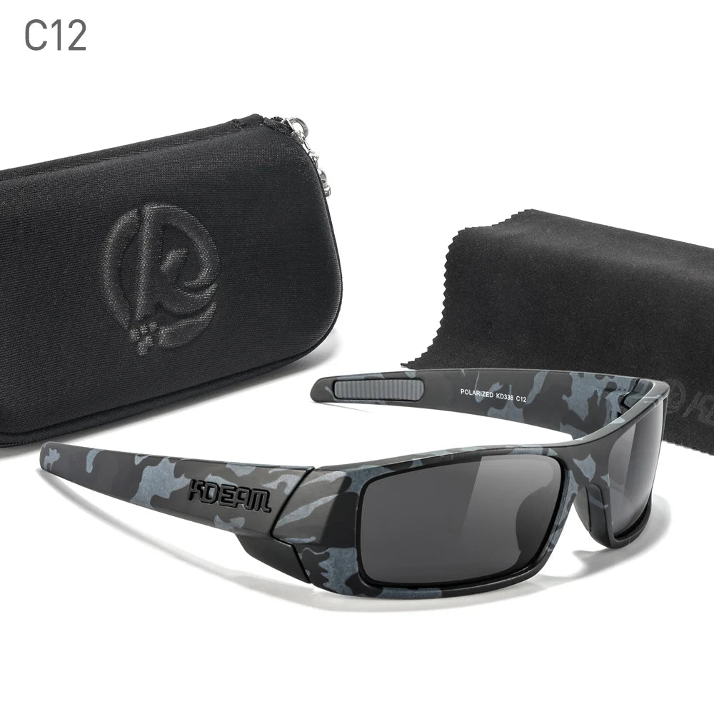 Sonnenbrille Angeln schwarz photochrom Nachtsicht Totenkopf-Etui Herren