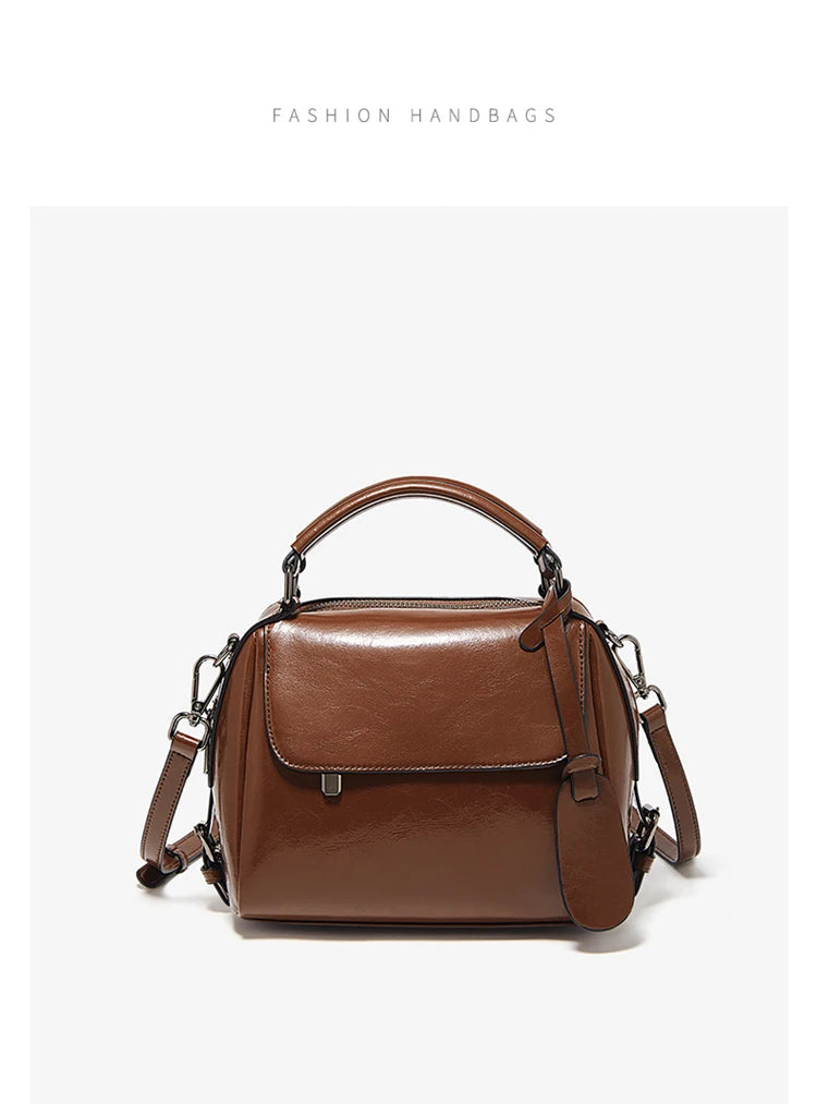 Damen Handtasche aus Spaltleder im Retro-Luxus-Design als Umhängetasche