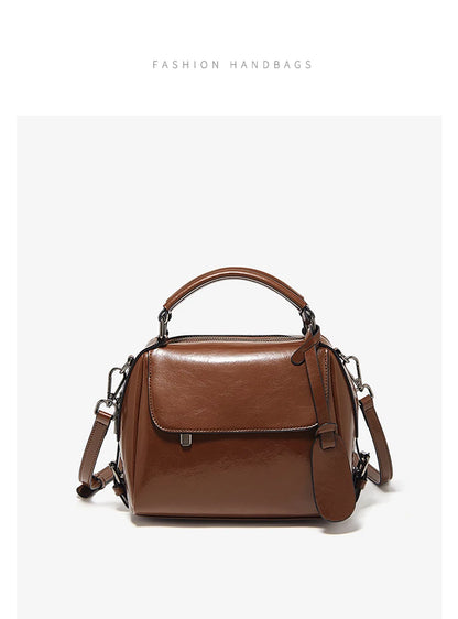 Damen Handtasche aus Spaltleder im Retro-Luxus-Design als Umhängetasche