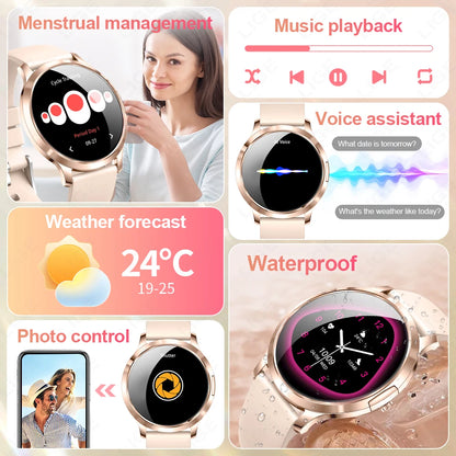 Damen Smartwatch mit 1,32 Zoll Touchscreen für Sport und Fitness