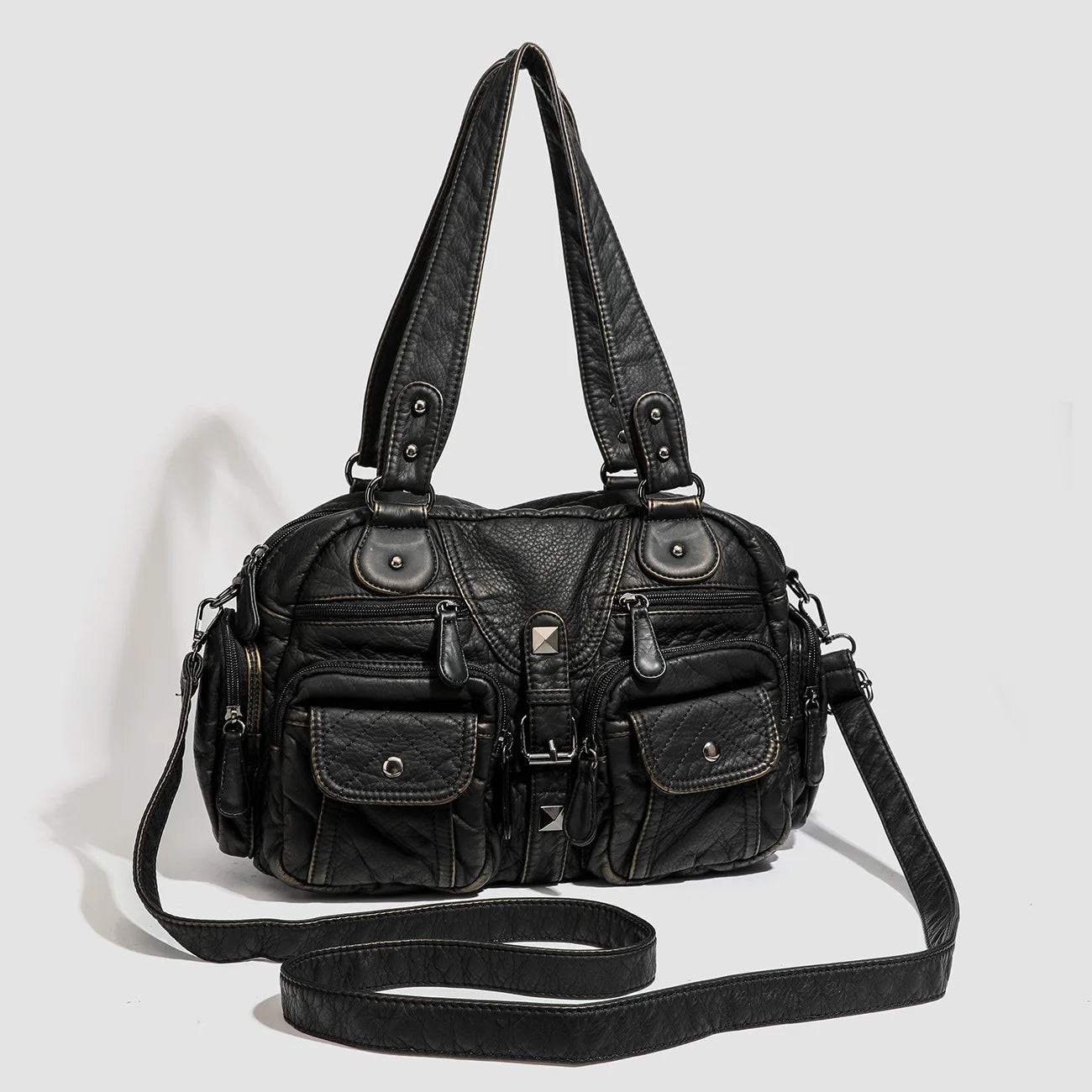 Damen-Handtasche Mit Oberem Henkel Und Schulterriemen Aus Bronze Kunstleder Für Alltag Und Freizeit