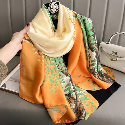 Damen Seidenschal groß 180x90cm Sommer Strand Foulard Bandana weich
