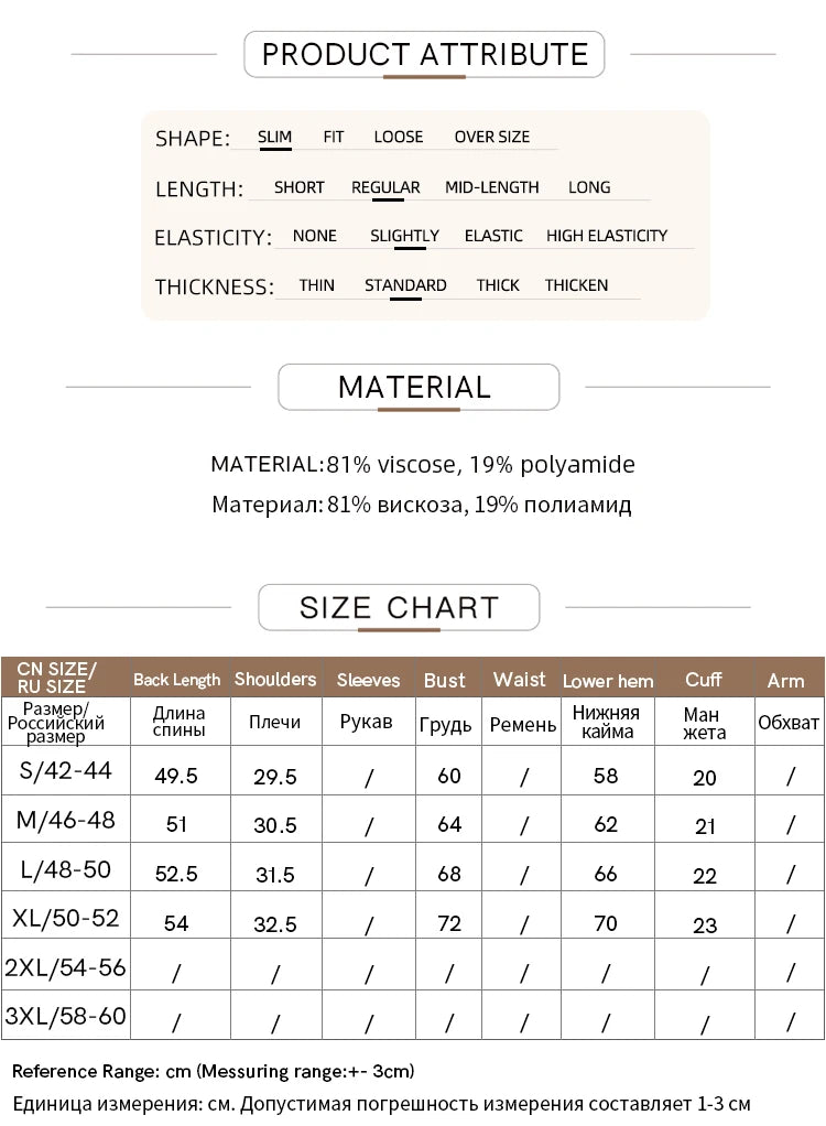 Größentabelle für den Damen-Strickpullover: Maße und Passform