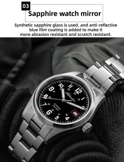 Herren-Vintage-Automatikuhr mit Saphirglas und NH35A-Werk