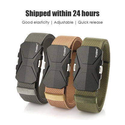 Herren-Gürtel Aus Nylonband Elastisch Mit Schnellverschluss Und Matte Metall-Schnalle Für Outdoor