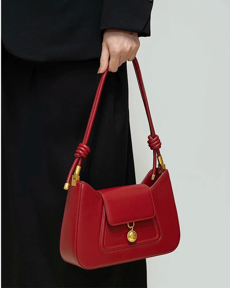 Spaltleder Schultertasche Rot | Alltagsbegleiter