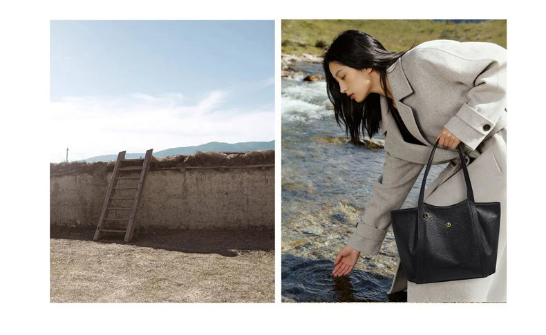 Damen-Tote-Tasche aus Rindleder mit großer Kapazität und leichtem Gewicht für Pendeln und Alltag
