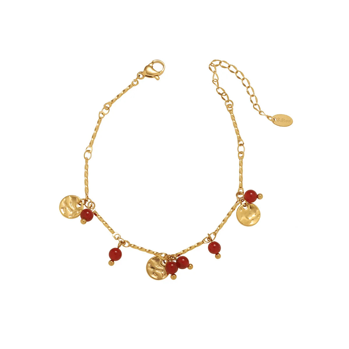 Damen-Armband mit rotem Stein aus Edelstahl