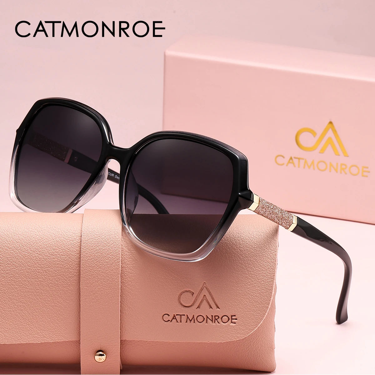 Damen-Sonnenbrille Schmetterling rosa Luxus UV400 polarisiert Geschenkbox