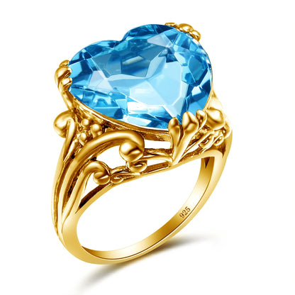 Damen-Ring aus 925-Silber mit Herzform und Mystic-Topas Regenbogenfarben für Alltag und festliche Anlässe