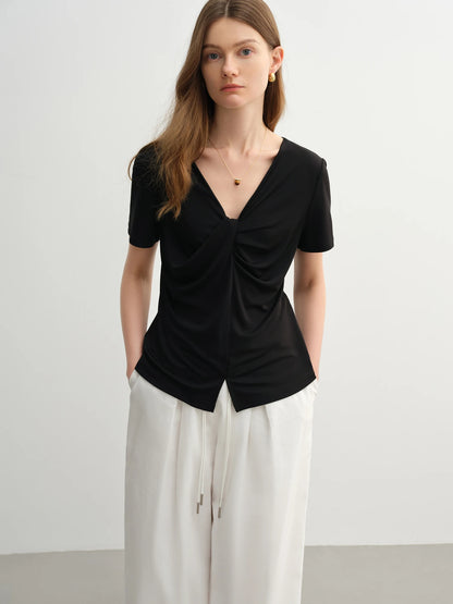 Französisch inspiriertes romantisches Sommer-Damenhemd mit kurzen Ärmeln und einzigartigem Design – vielseitig und lässig.