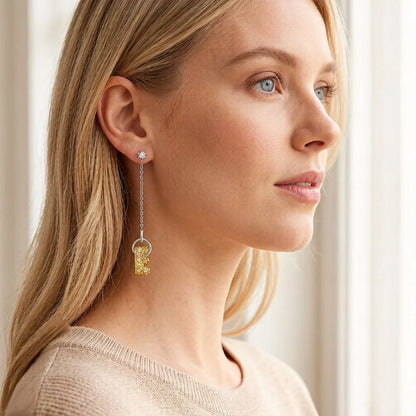 Damen-Ohrtropfen goldene Krone Vintage Rock aus Sterlingsilber