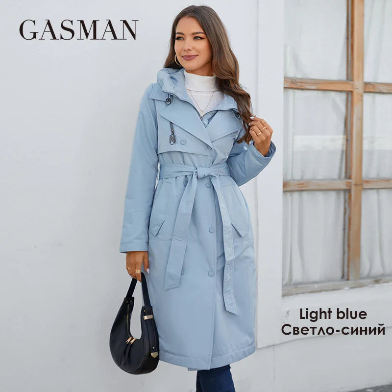 Kurze Damen-Daunenjacke mit Kapuze und Reißverschluss – ideal für Herbst und Frühling