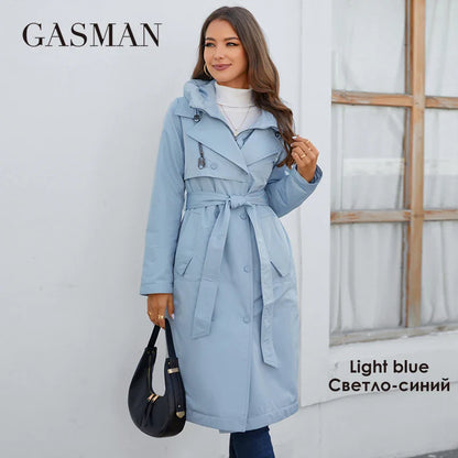 Kurze Damen-Daunenjacke mit Kapuze und Reißverschluss – ideal für Herbst und Frühling