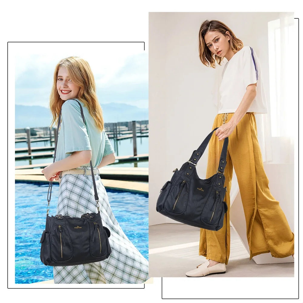 Damen-Schultertasche Aus Kunstleder Mit Leopardenmuster Und Große Kapazität Für Alltag