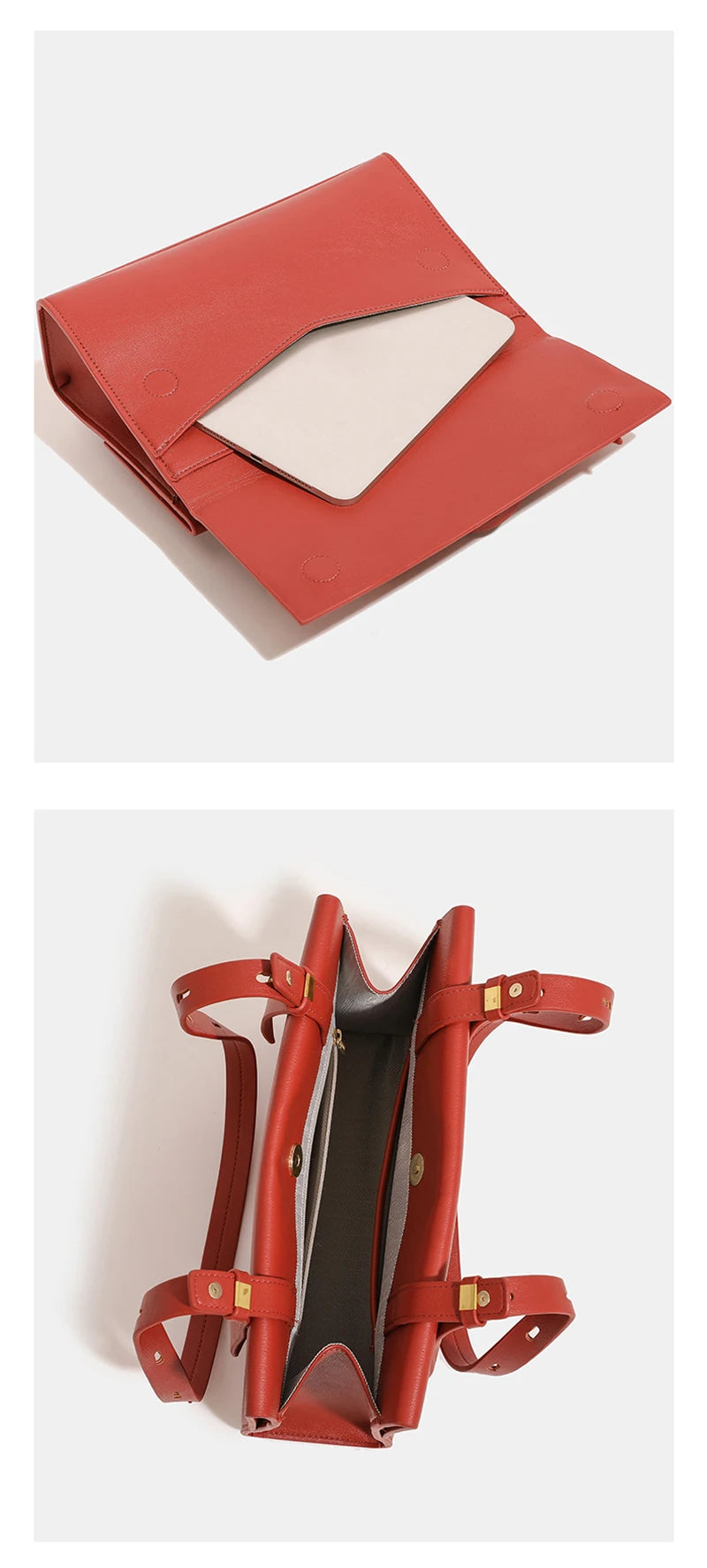 Schultertasche Aus Kuh-Spaltleder In Rot | Elegant