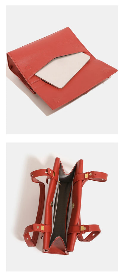 Schultertasche Aus Kuh-Spaltleder In Rot | Elegant