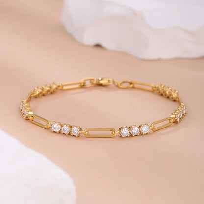 Damen-Armband Paperclip-Design mit Moissanit