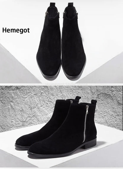 Schwarze Wildleder-Chelsea-Boots für Herren, knöchelhoch, seitlicher Reißverschluss