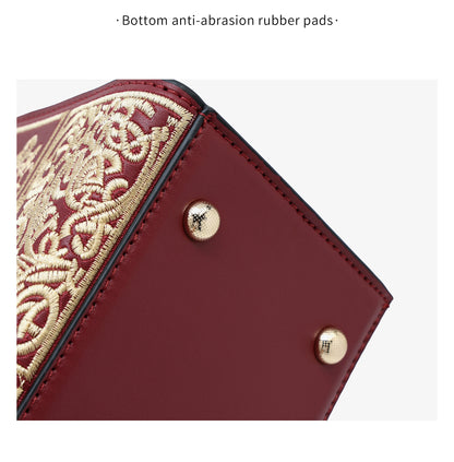 Damen Handtasche Aus Split-Leder Mit Crossbody-Tasche Im Chinesischen Stil