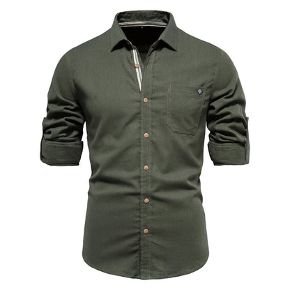Herren Langarm Shirt aus 100 Prozent Baumwolle mit Einzel Tasche