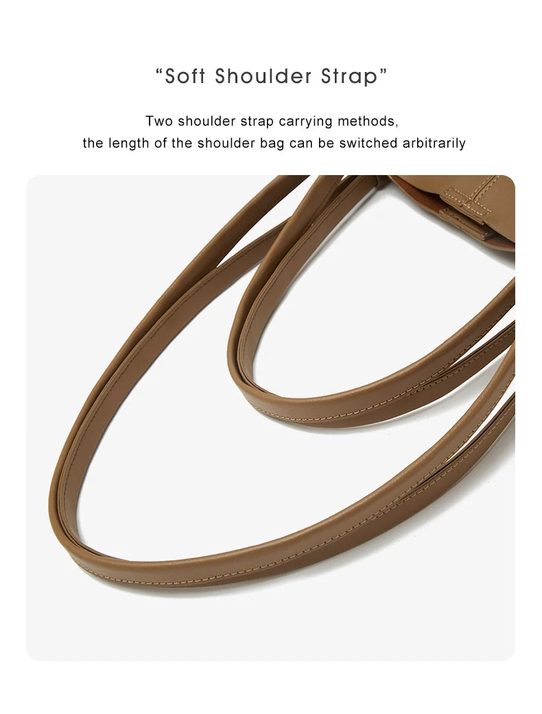 Damen Schultertasche Aus Splitleder Retro-Stil Großes Fassungsvermögen