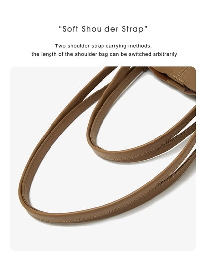 Damen Schultertasche Aus Splitleder Retro-Stil Großes Fassungsvermögen