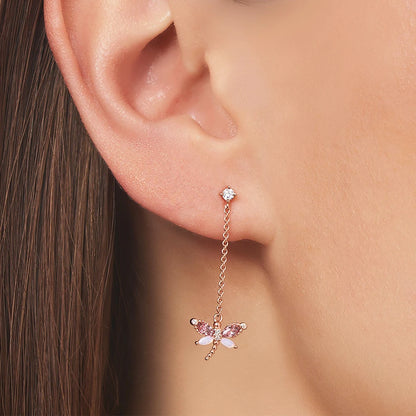Damen-Ohrtropfen Libelle Rosegold 925 Sterlingsilber