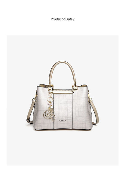 Damen Schultertasche aus Leder im Saffiano Luxusdesign Große Kapazität für Arbeit