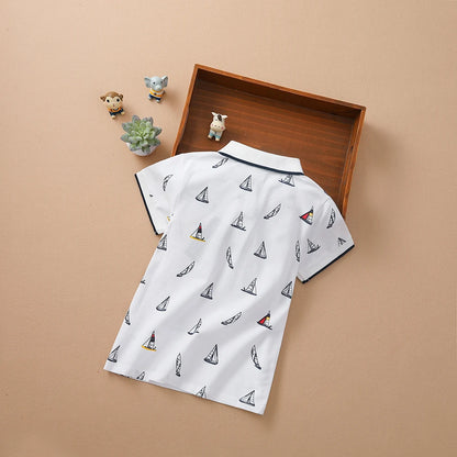 Baby Jungen Polo Shirts Sommer Kurzen Ärmeln Print Top Hemd Schule Kleidung 4T-12T Kinder Baumwolle T-shirts